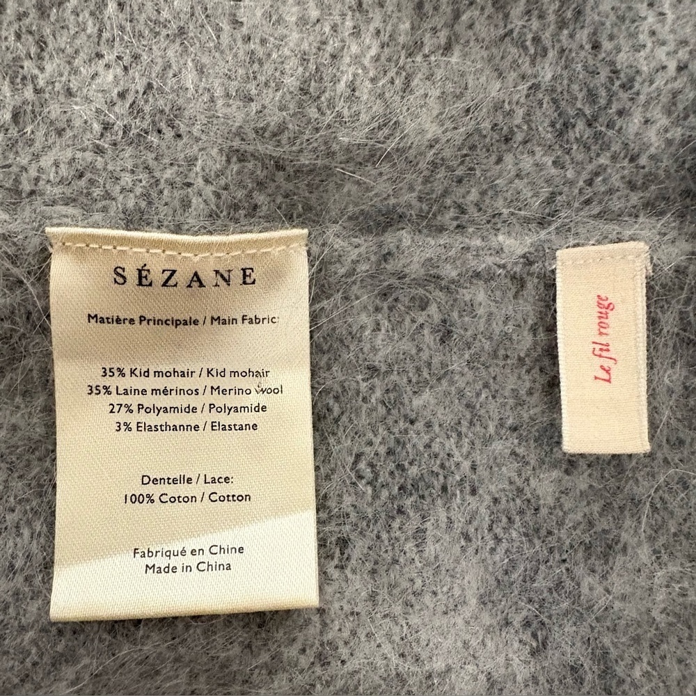 Sézane Alfred Grey Mohair Merino Lace Hem Sweater – Size Small - Picture 6 of 7